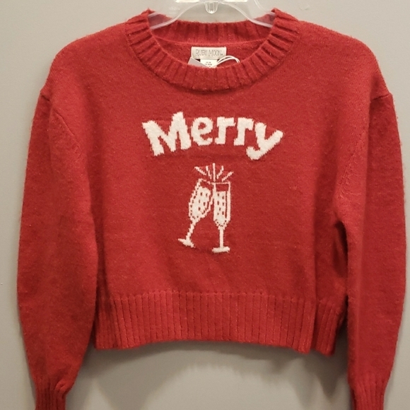 Ruby Moon NWT Cropped Wool Blend "Merry" Holiday Sweater - Picture 1 of 5